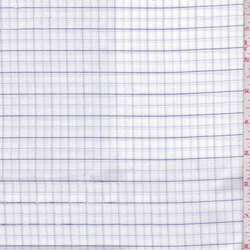 1 3/8 YD PC-White/Violet Check Cotton Shirting Fabric