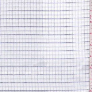 1 3/8 YD PC-White/Violet Check Cotton Shirting Fabric