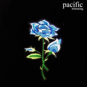 10 1/2" Blue Rose Patch Iron On : PA190006