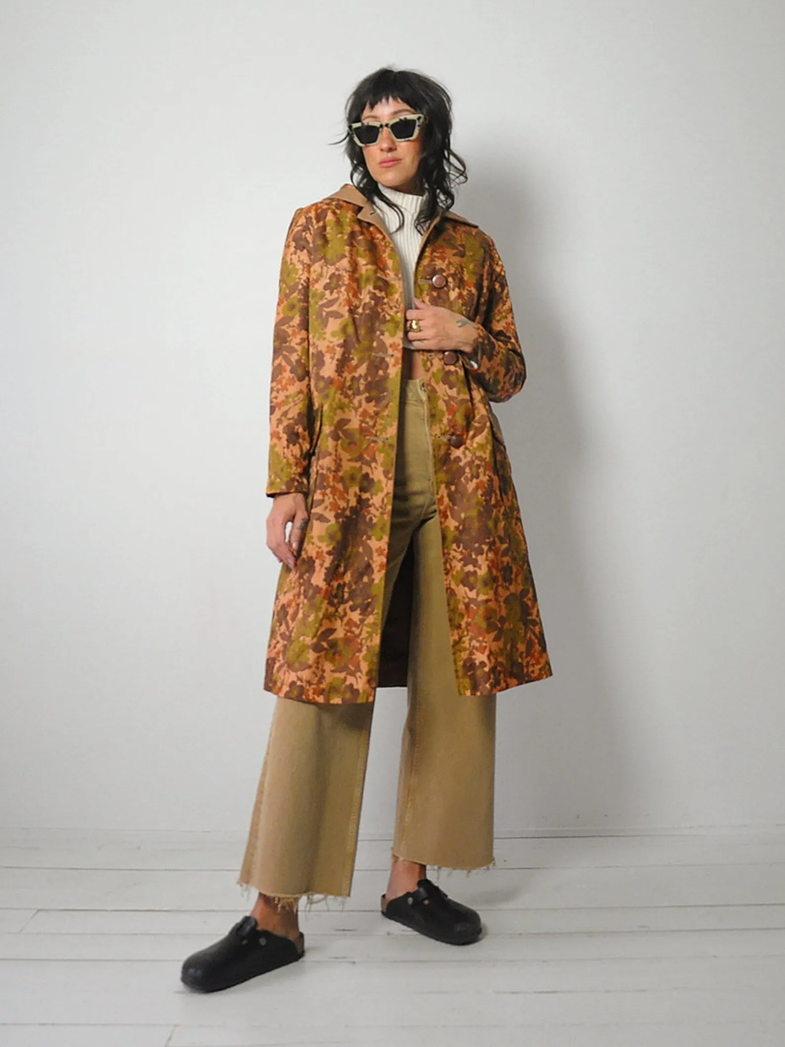 1960's Reversible Floral Trench Coat