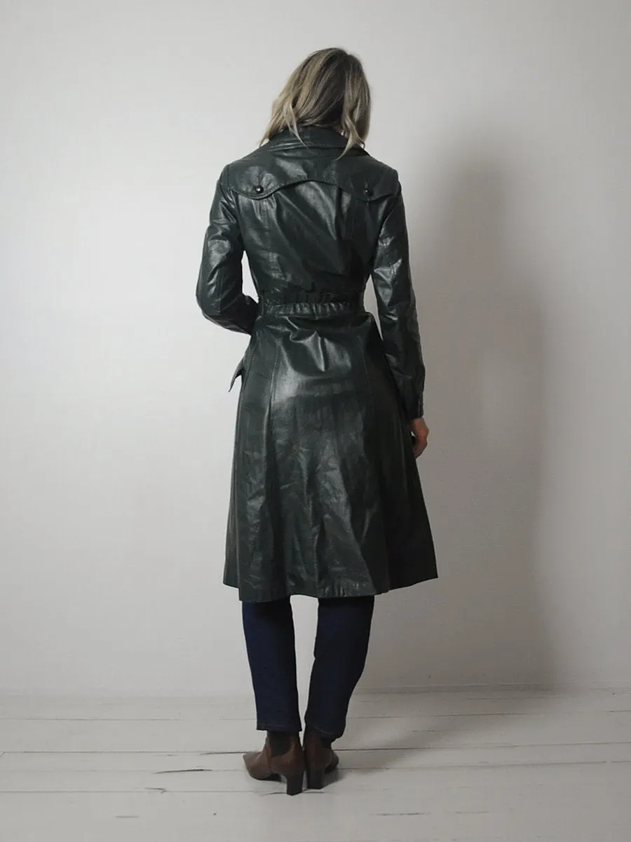 1970's Hunter Leather Trench Coat