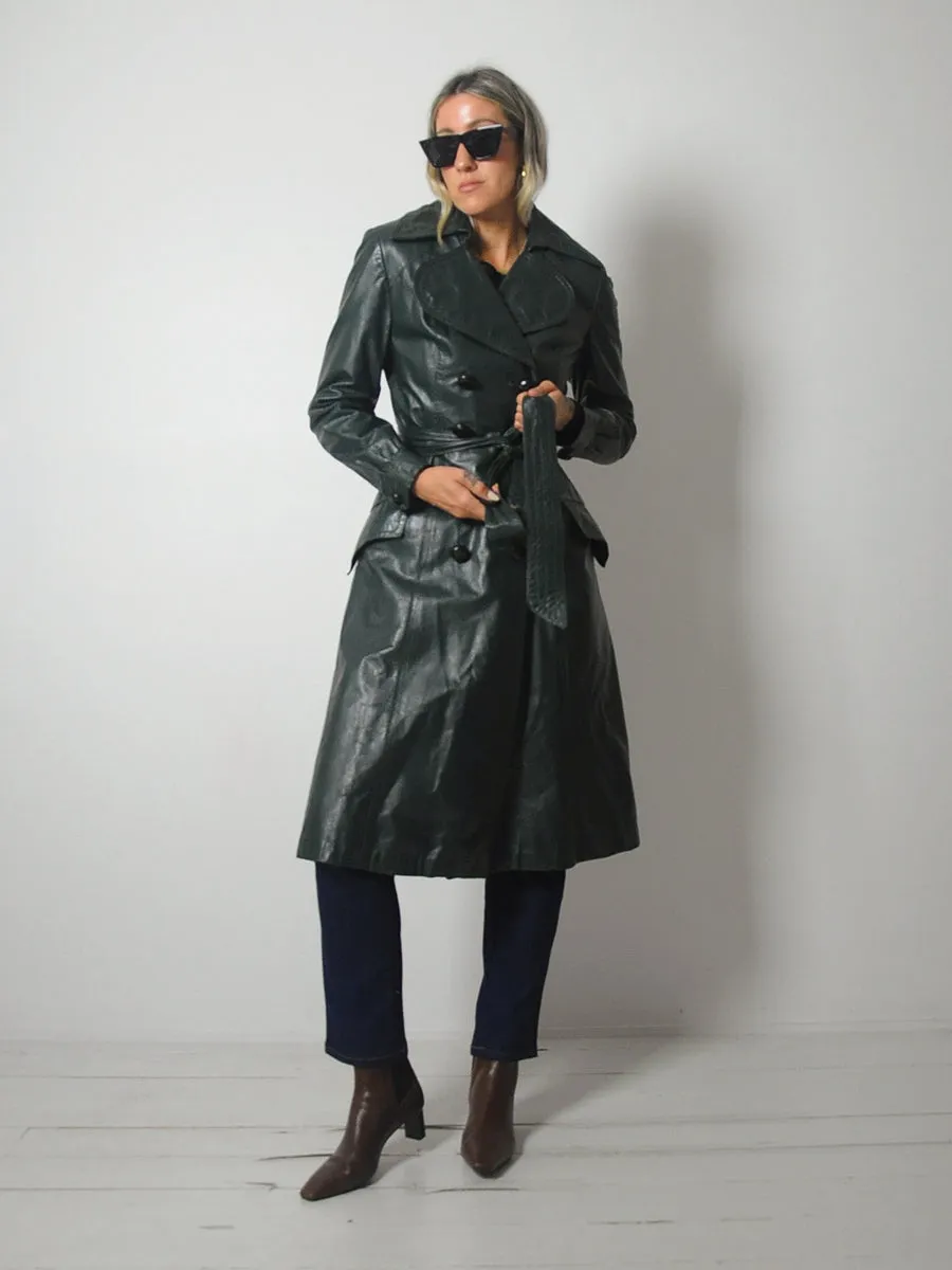 1970's Hunter Leather Trench Coat