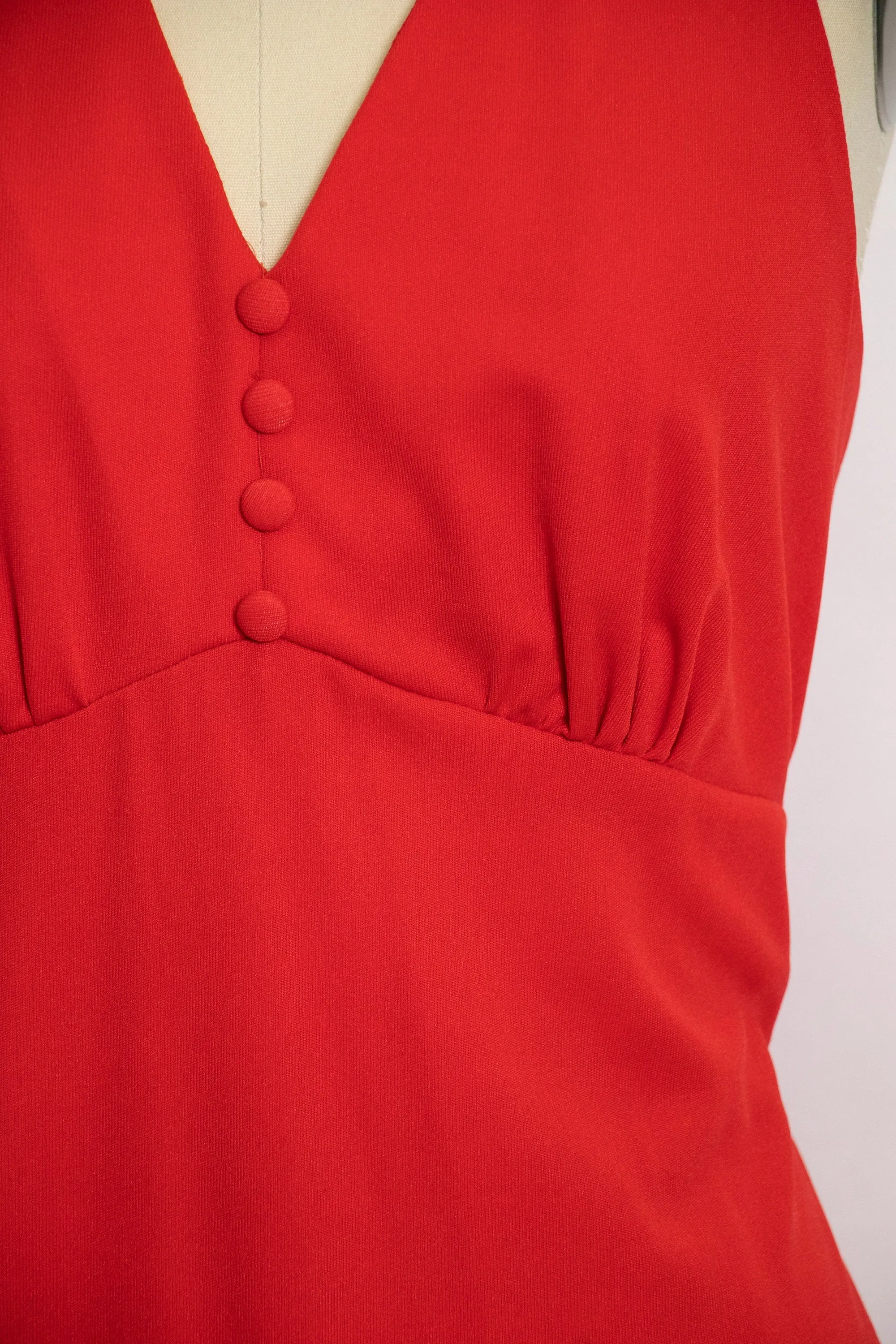 1970s Maxi Dress Red Low Back Small