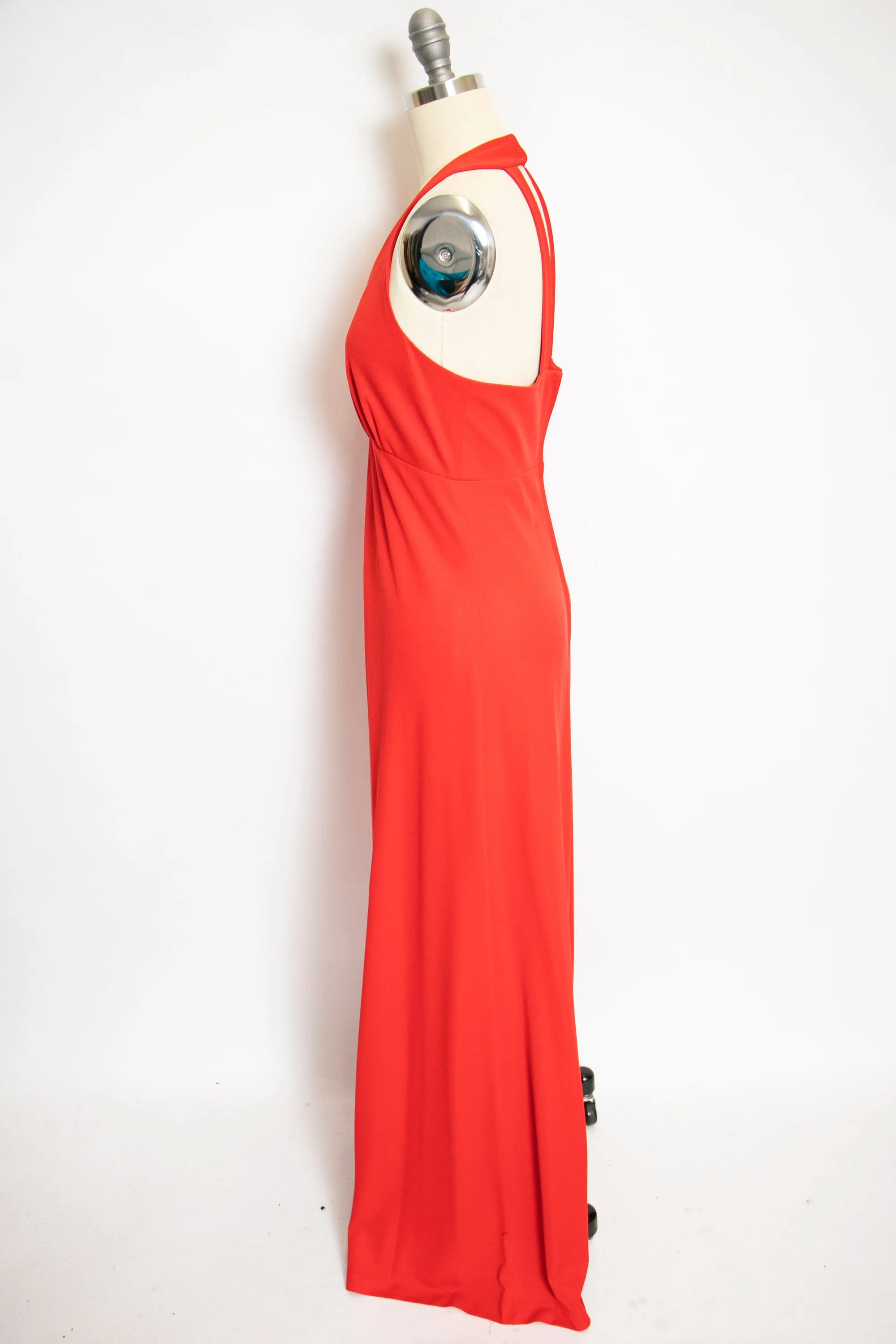 1970s Maxi Dress Red Low Back Small