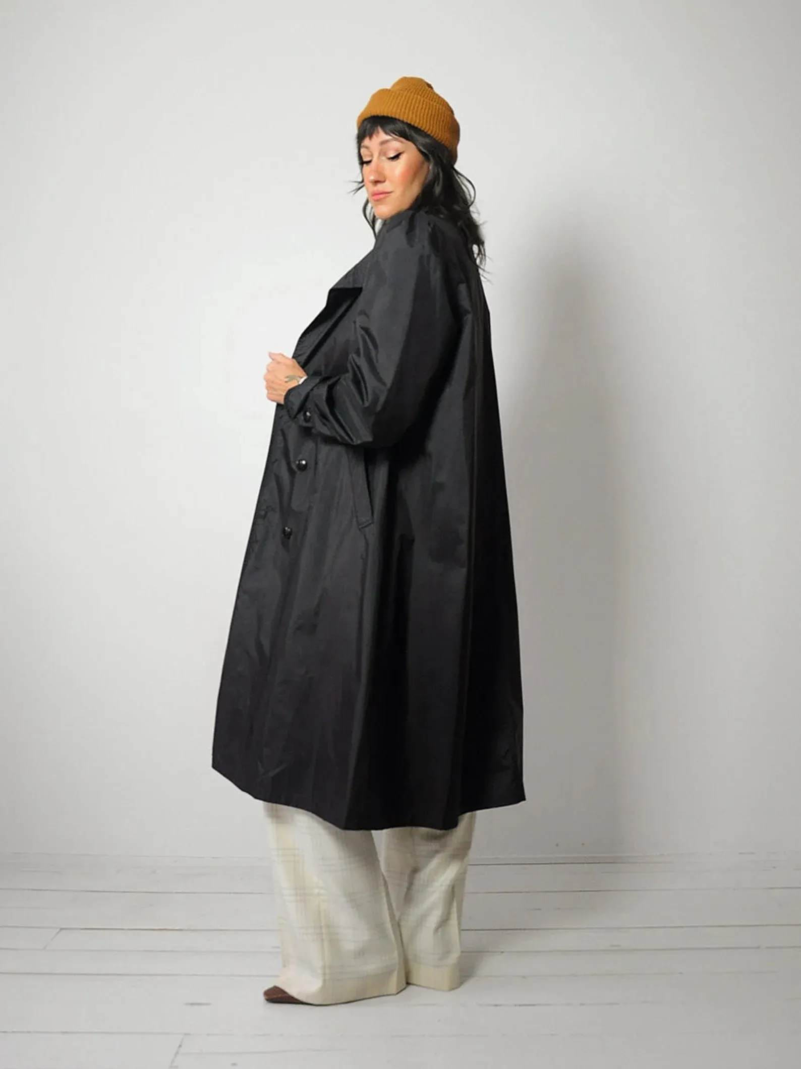 1980's Black Swing Raincoat