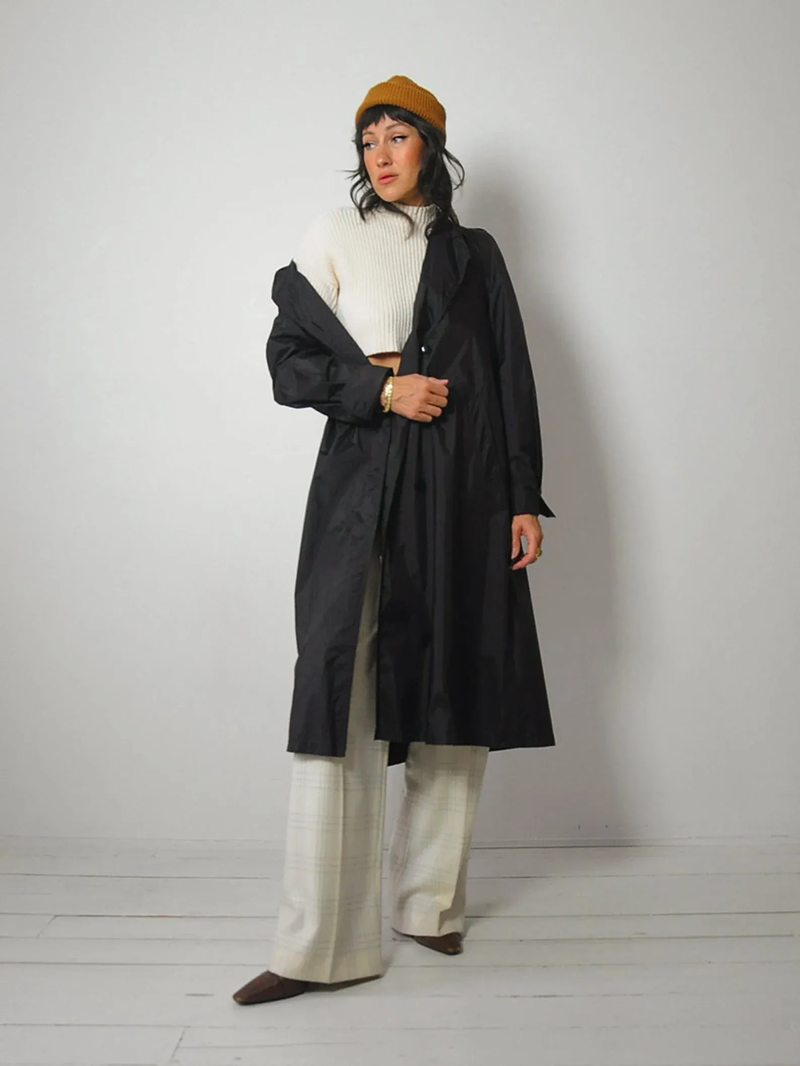 1980's Black Swing Raincoat