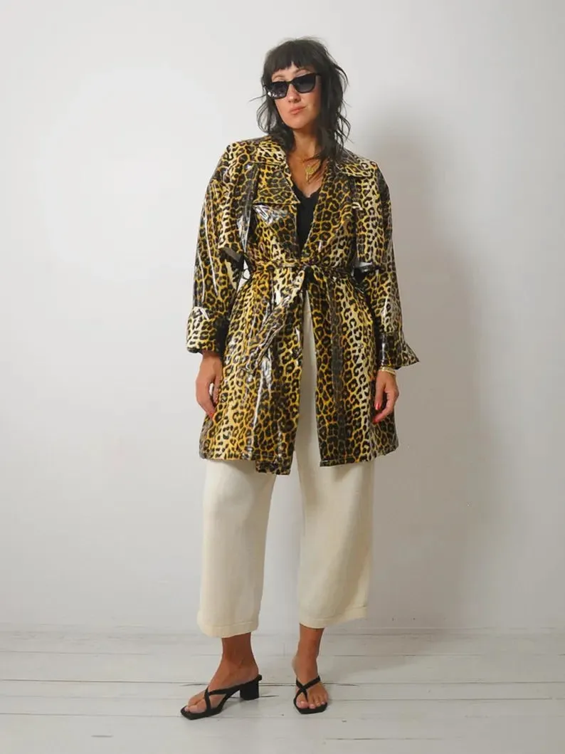 1980's Leopard print Raincoat