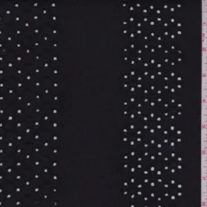 2 5/8 YD PC-Soft Black Eyelet Stripe Cotton Fabric