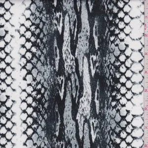 2 YD PC-Black/Dove/White Snakeskin Double Brushed Jersey Knit Fabric