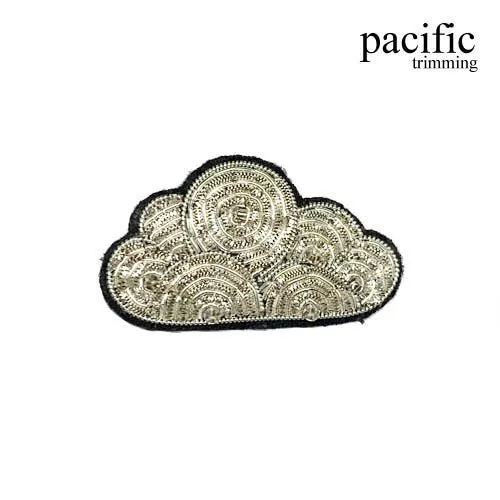 2" Zari Embroidery Cloud Emblem Patch Sew On : PA0MT518