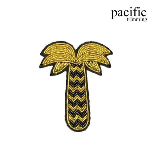 2" Zari Embroidery Palm Tree Emblem Patch : PA0MT522