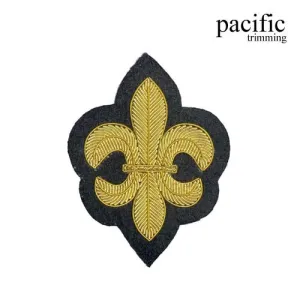 3 1/2" Zari Embroidery Fleur De Lis Emblem Badge : PA0BZ624