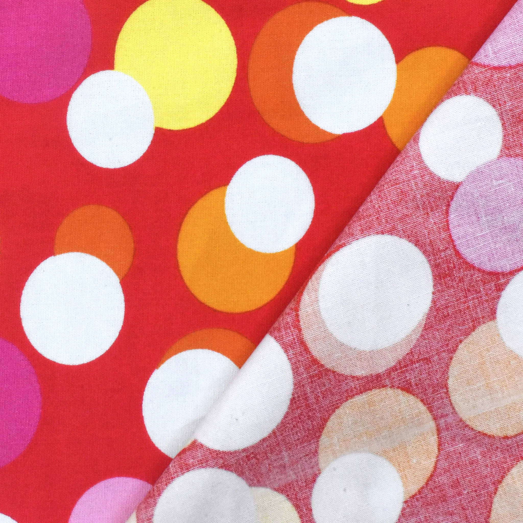 3 1/8 YD PC-Red-Yellow-Multi Party Dots Printed Stretch Broadcloth Fabric