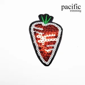 3" Sequin Carrot Patch Iron On : PA190110