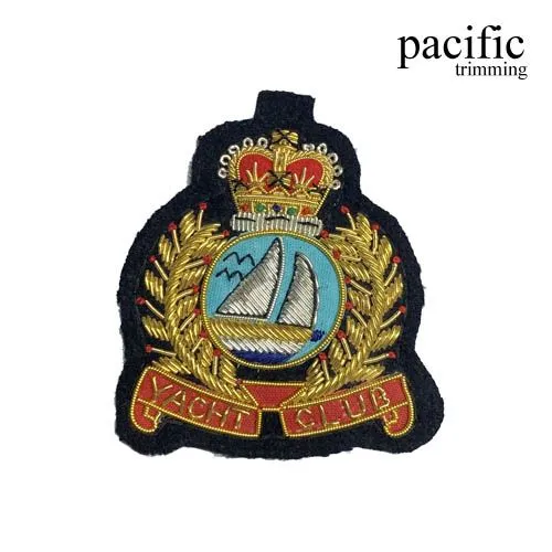 3" Zari Embroidery Yacht Club Emblem Badge : PA0BZ501