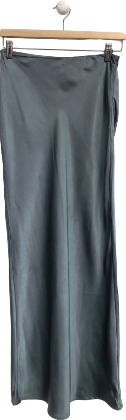 4TH RECKLESS Grey Satin Maxi Skirt UK 6