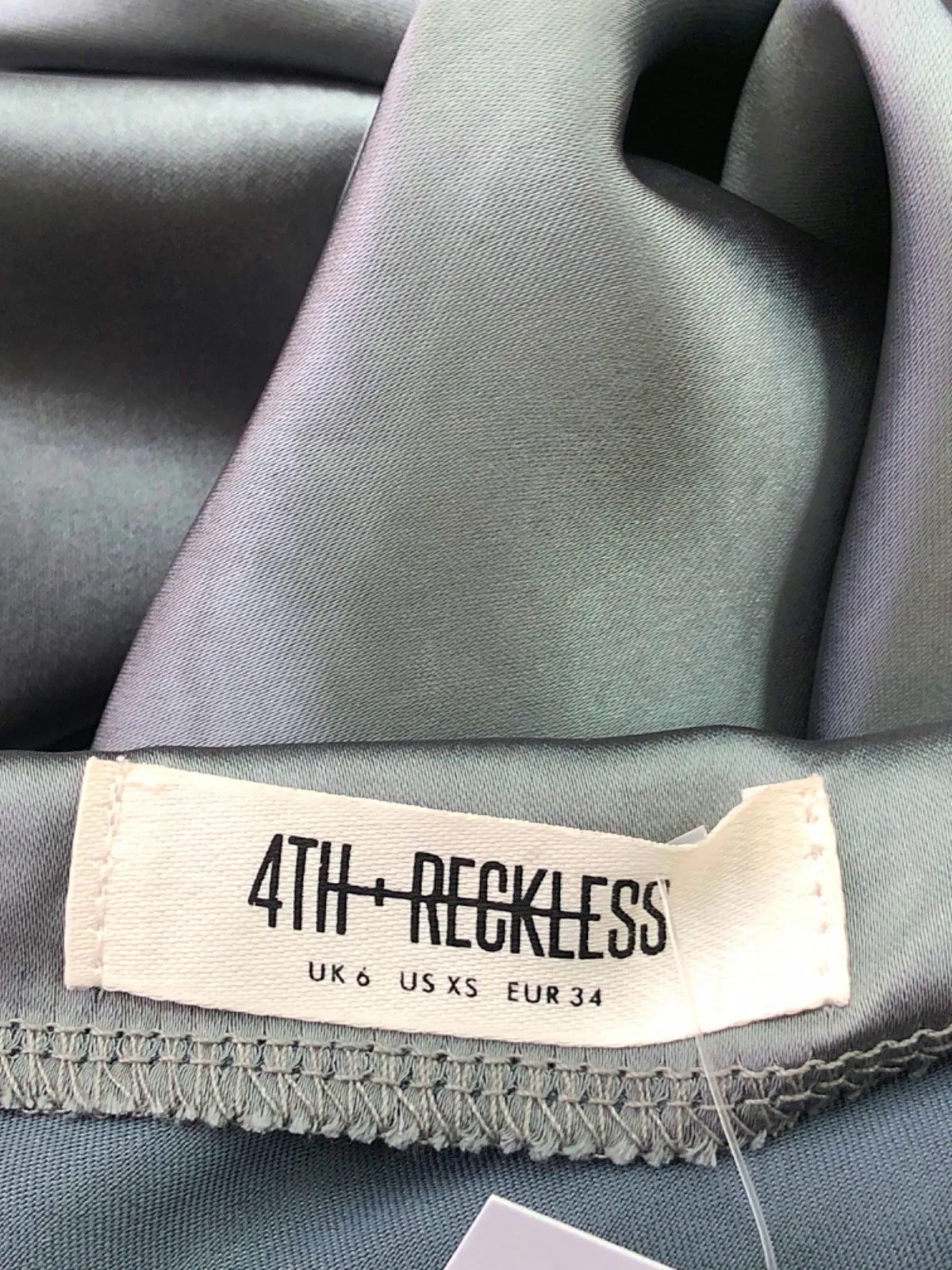 4TH RECKLESS Grey Satin Maxi Skirt UK 6