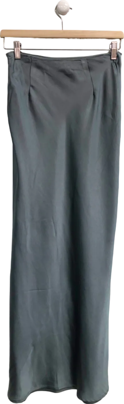 4TH RECKLESS Grey Satin Maxi Skirt UK 6