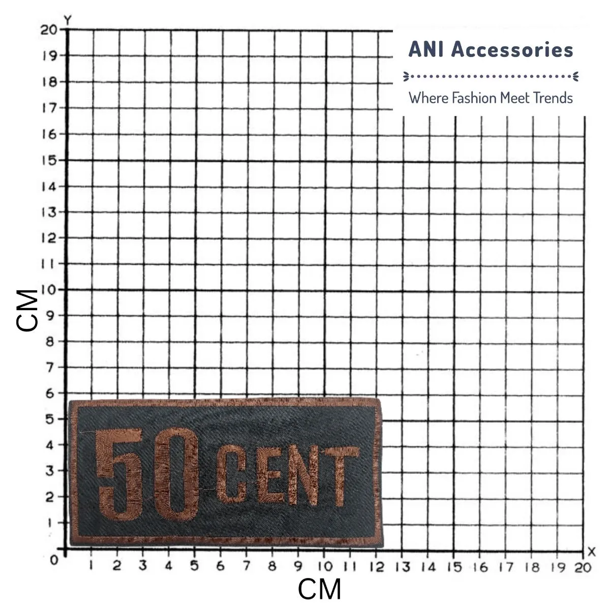 50 Cent Embroidered Brown Hot-Fix Patch