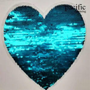 8" Sequin Heart Patch Sew On : PA190070