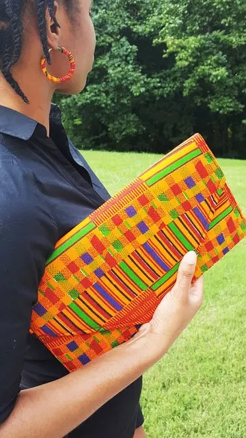 African Kente Print Clutch Purse - DP3227CL