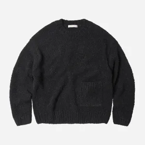 ALPACA BOUCLE CREW KNIT JUMPER - BLACK