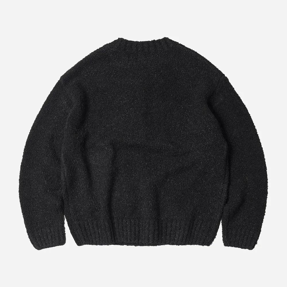 ALPACA BOUCLE CREW KNIT JUMPER - BLACK