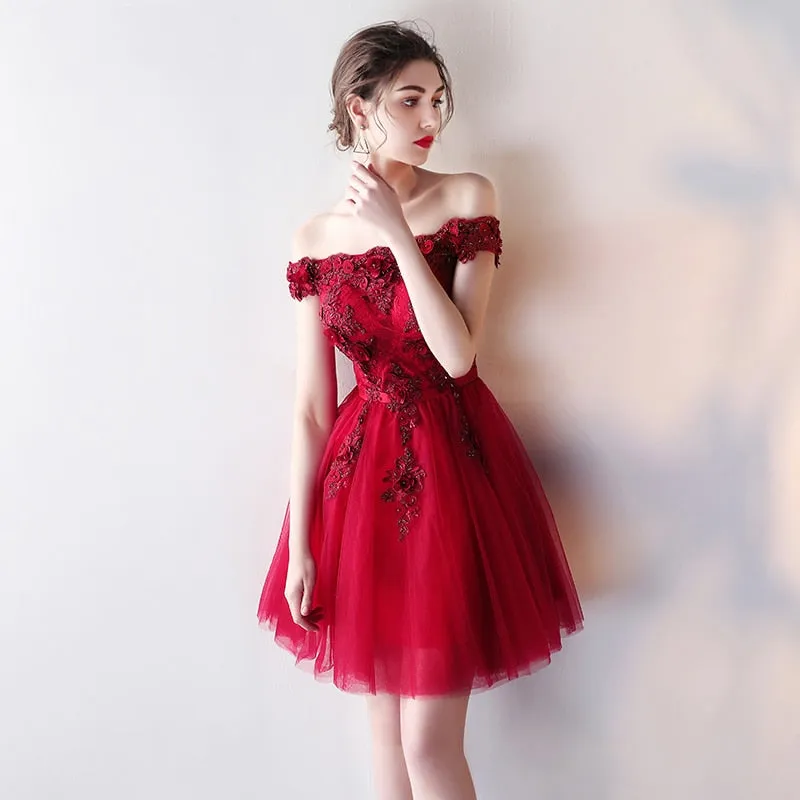 Appliques Beading Boat Neck Elegant Prom Dress