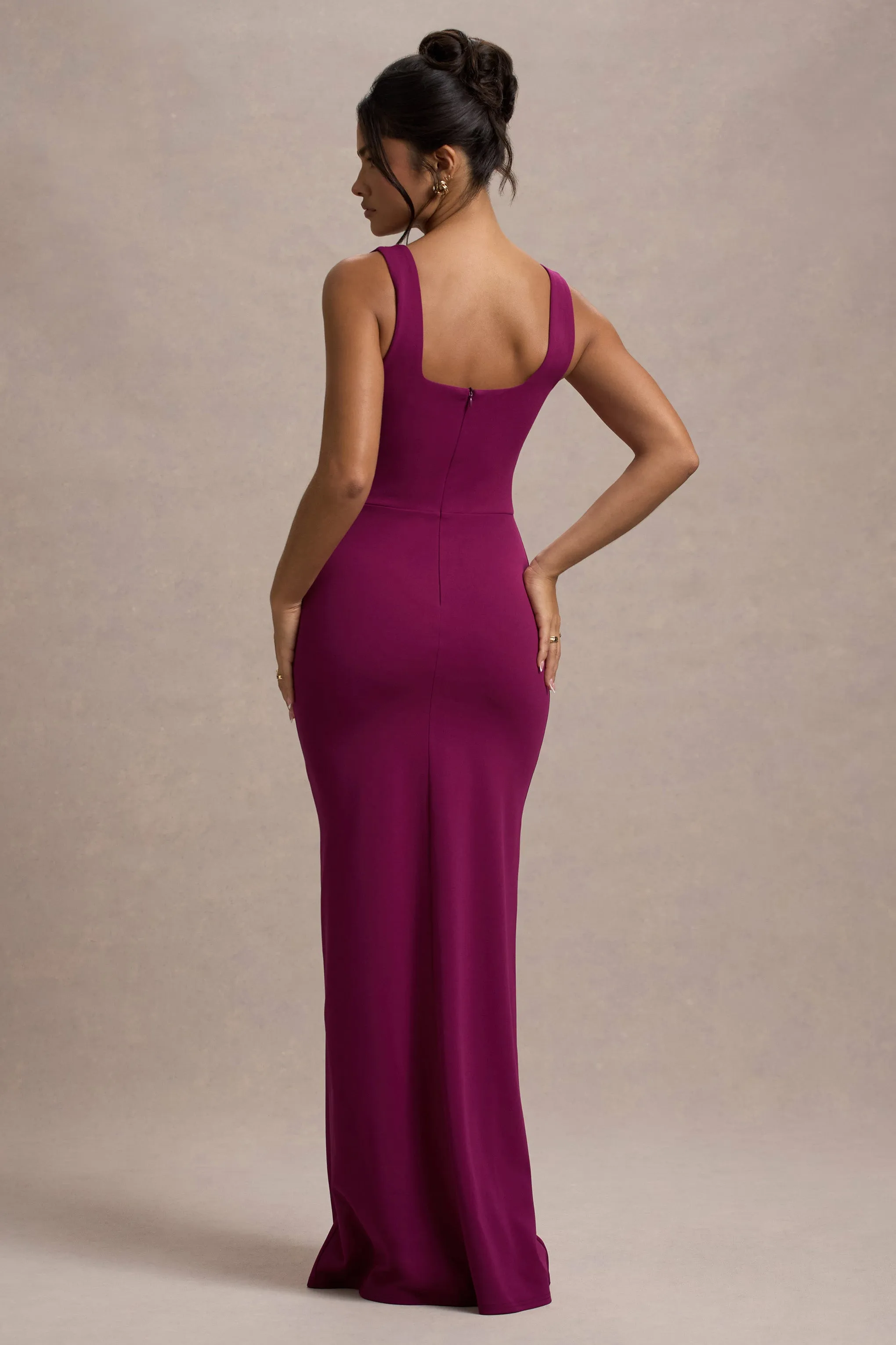 Ashburn | Mulberry Strappy Sweetheart Split Maxi Dress