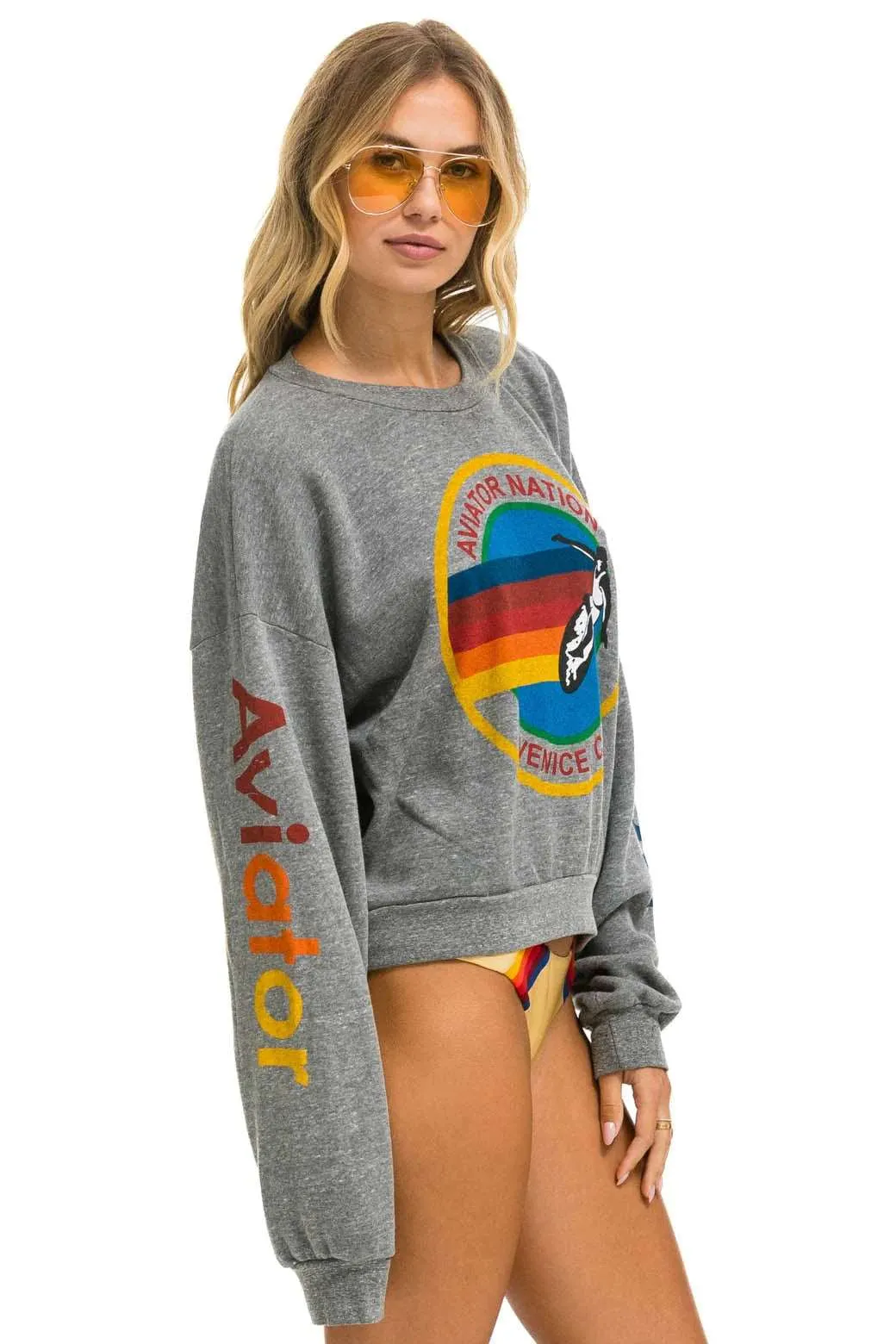 Aviator Nation Women's Relaxed Crew Sweatshirt - Heather Grey