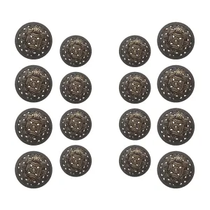 Baroque Design Embellished Metal Button( Pack of 8 Big   8 Small)