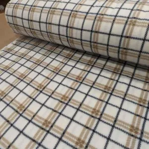 Beige, black and cream Plaid Anti-Pill Polar Fleece