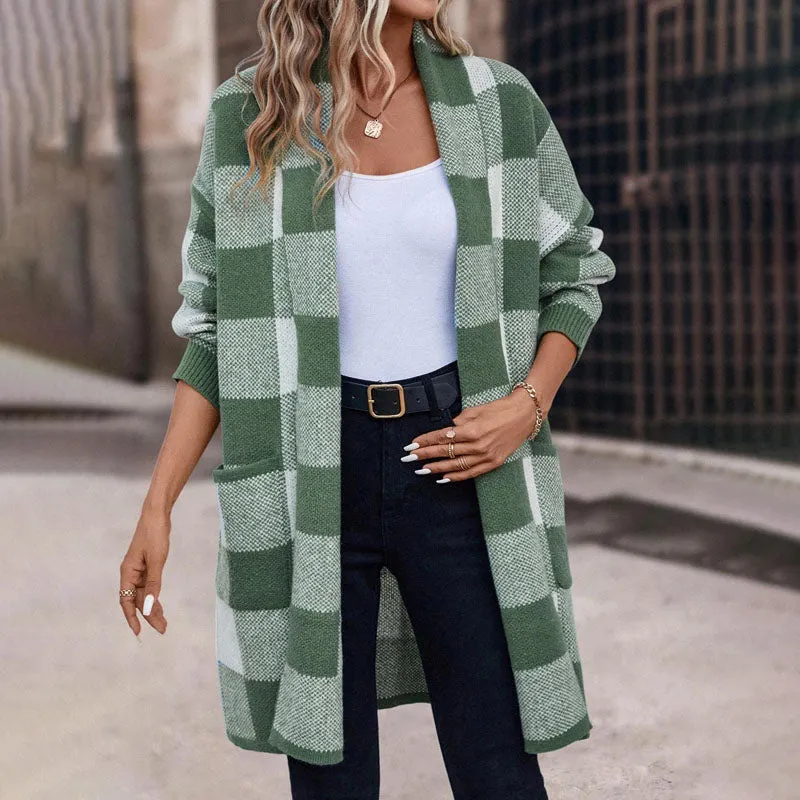 BerryBetty - Casual Plaid Knitted Cardigan