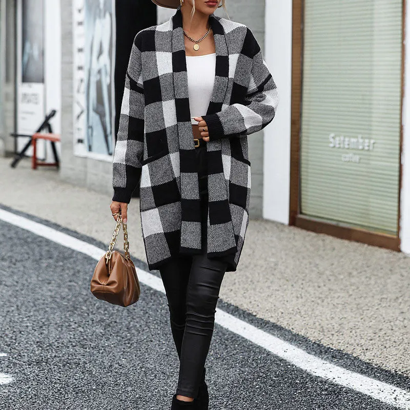 BerryBetty - Casual Plaid Knitted Cardigan