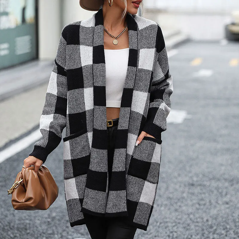 BerryBetty - Casual Plaid Knitted Cardigan