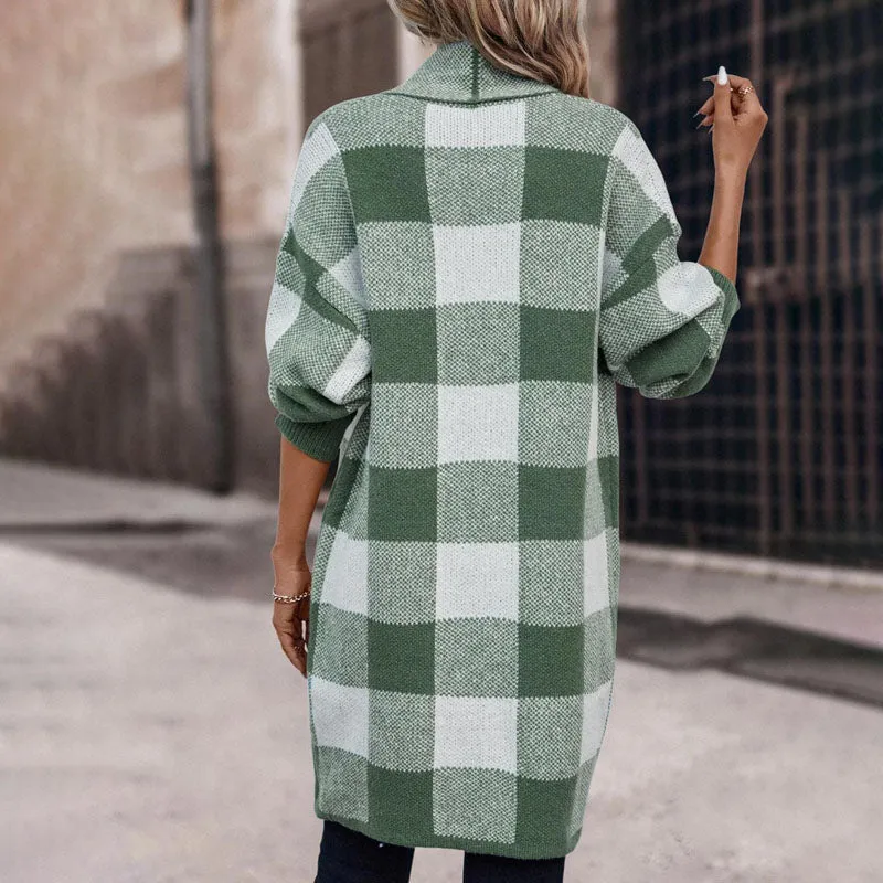 BerryBetty - Casual Plaid Knitted Cardigan