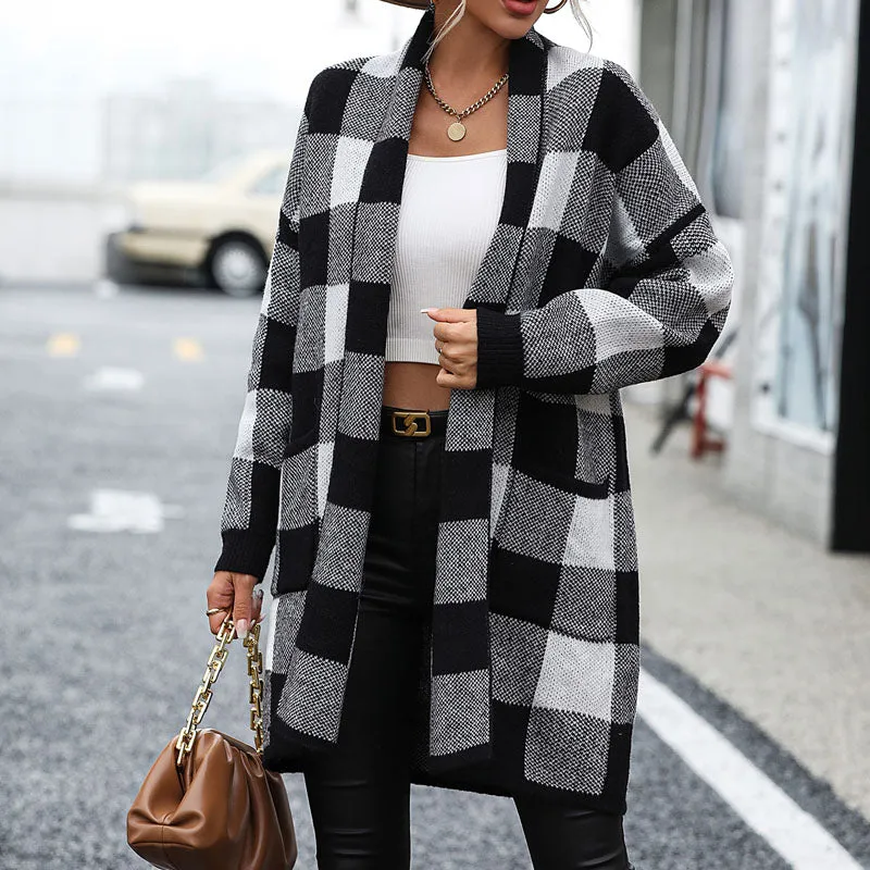 BerryBetty - Casual Plaid Knitted Cardigan