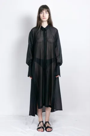 Black silk elongated post-gender shirt