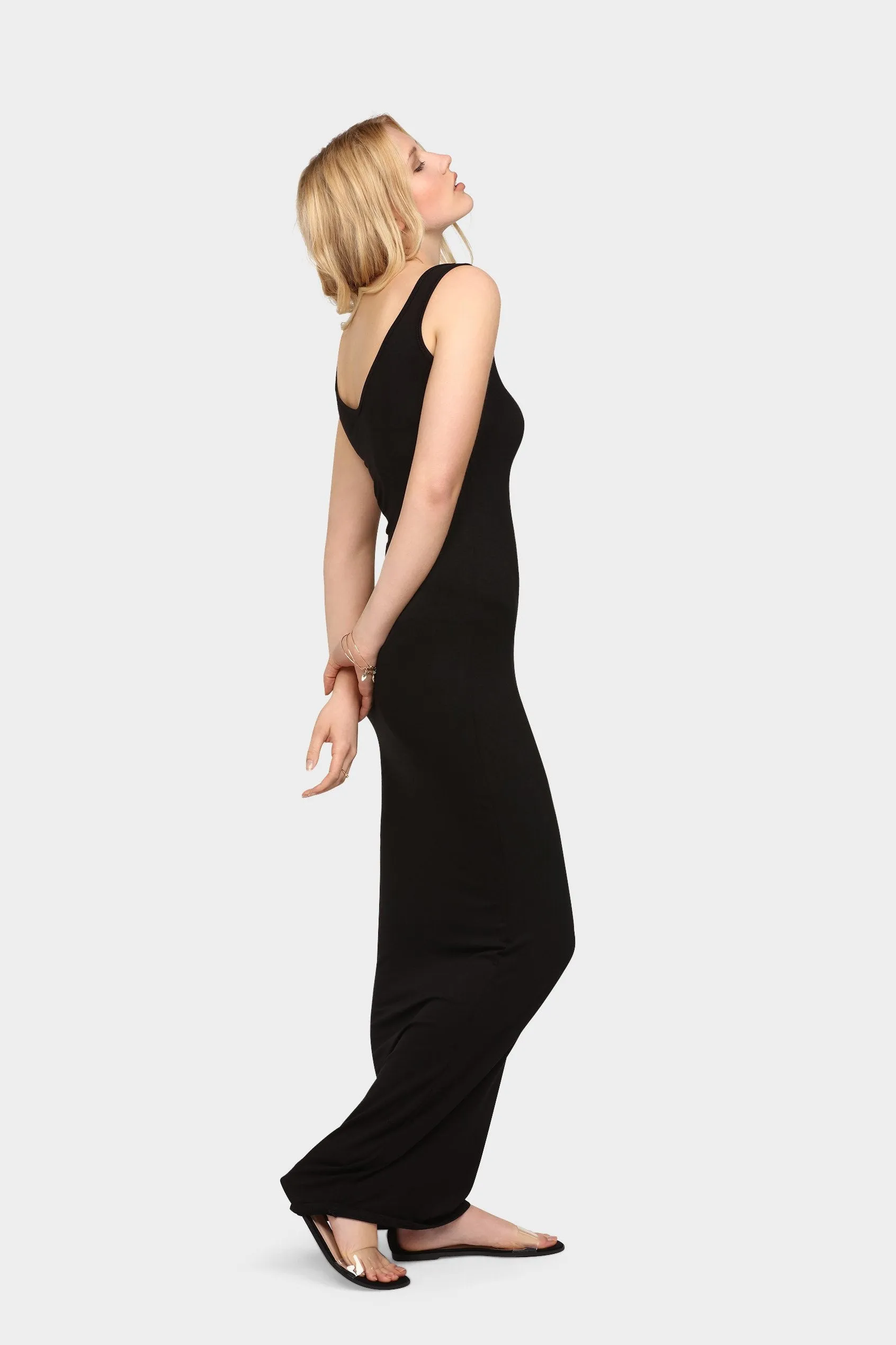 Black V Neck Maxi Dress