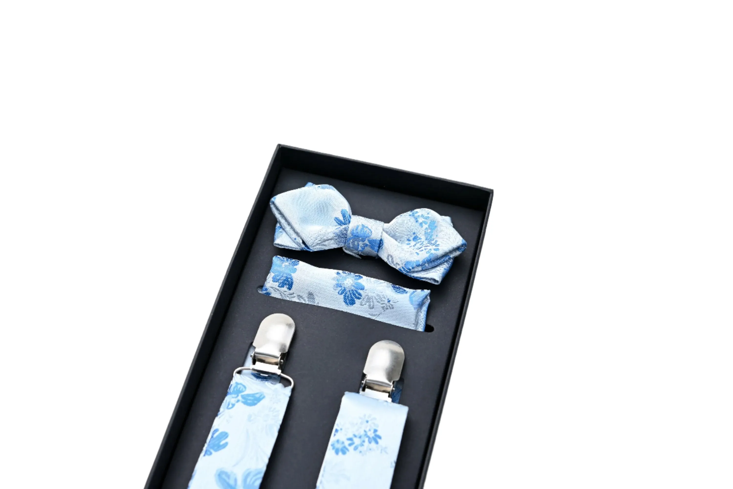 Blue Floral Pattern Suspenders Set