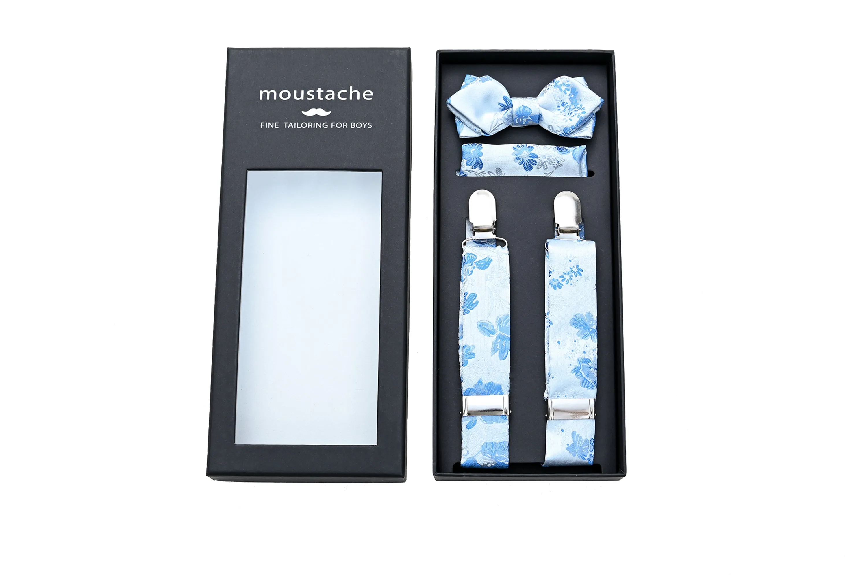 Blue Floral Pattern Suspenders Set