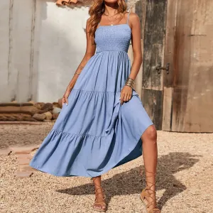 Boho Smocked Tiered Maxi Dress