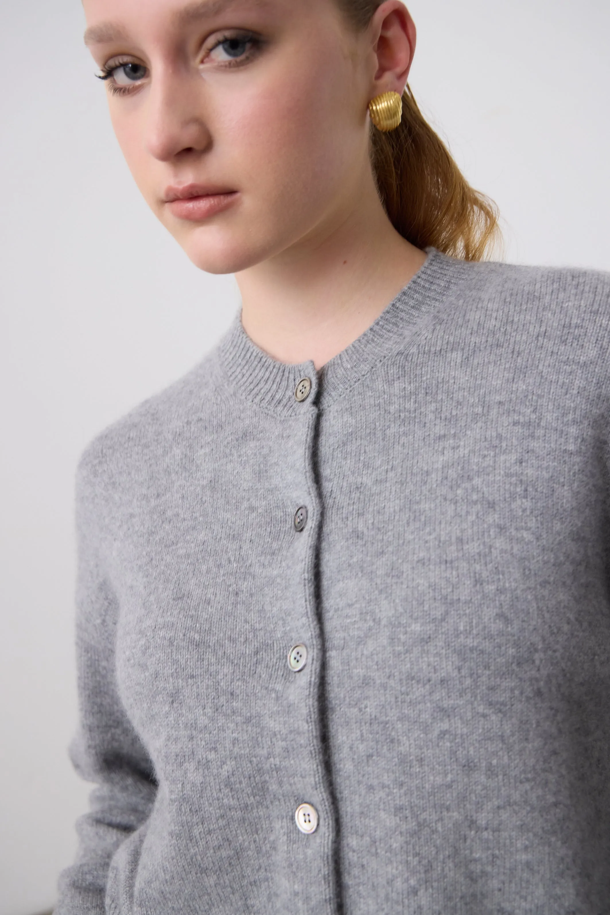 Boxy Cashmere Cardigan - Grey Marle