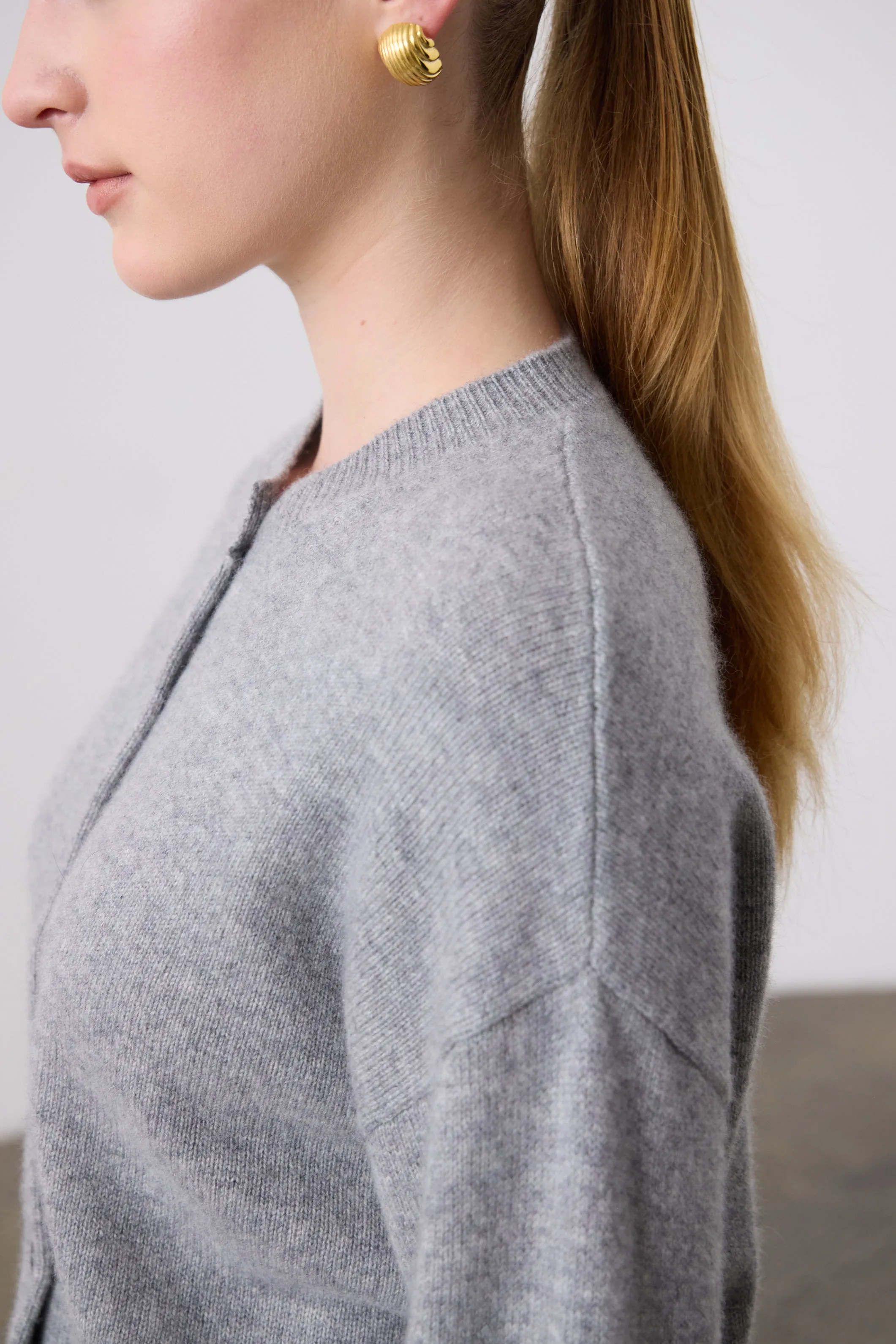 Boxy Cashmere Cardigan - Grey Marle