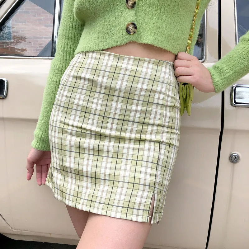 Cara Plaid Skirt Green