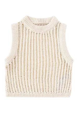 'Carol' Round Neck Sleeveless Knitted Vest Top