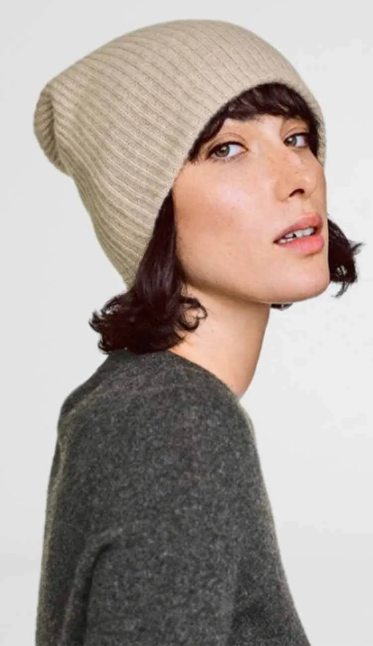 Cashmere Plush Rib Beanie