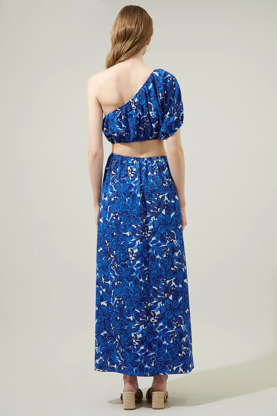 Caspian Floral Cutout One Shoulder Maxi Dress