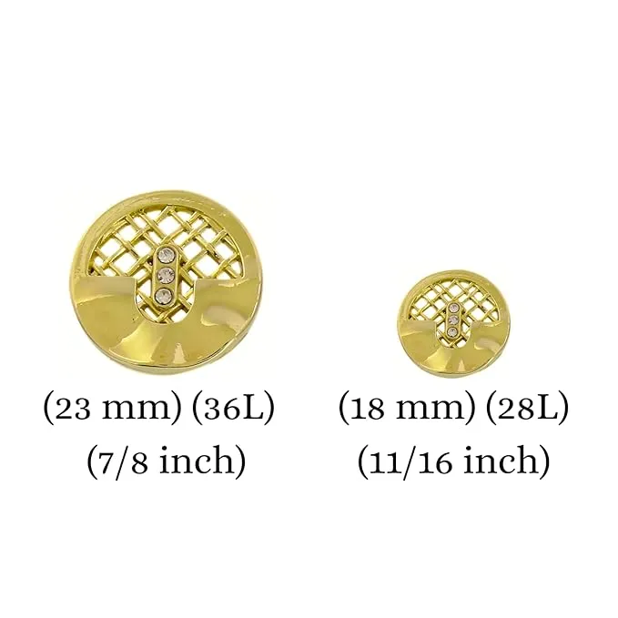 Circular Metal Buttons with Mesh Pattern (7 Big   7 Small)