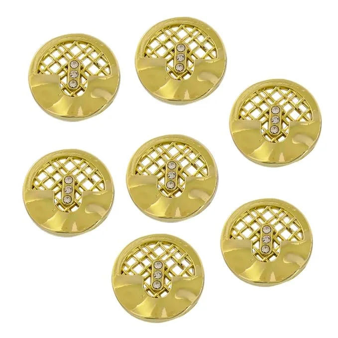 Circular Metal Buttons with Mesh Pattern (7 Big   7 Small)